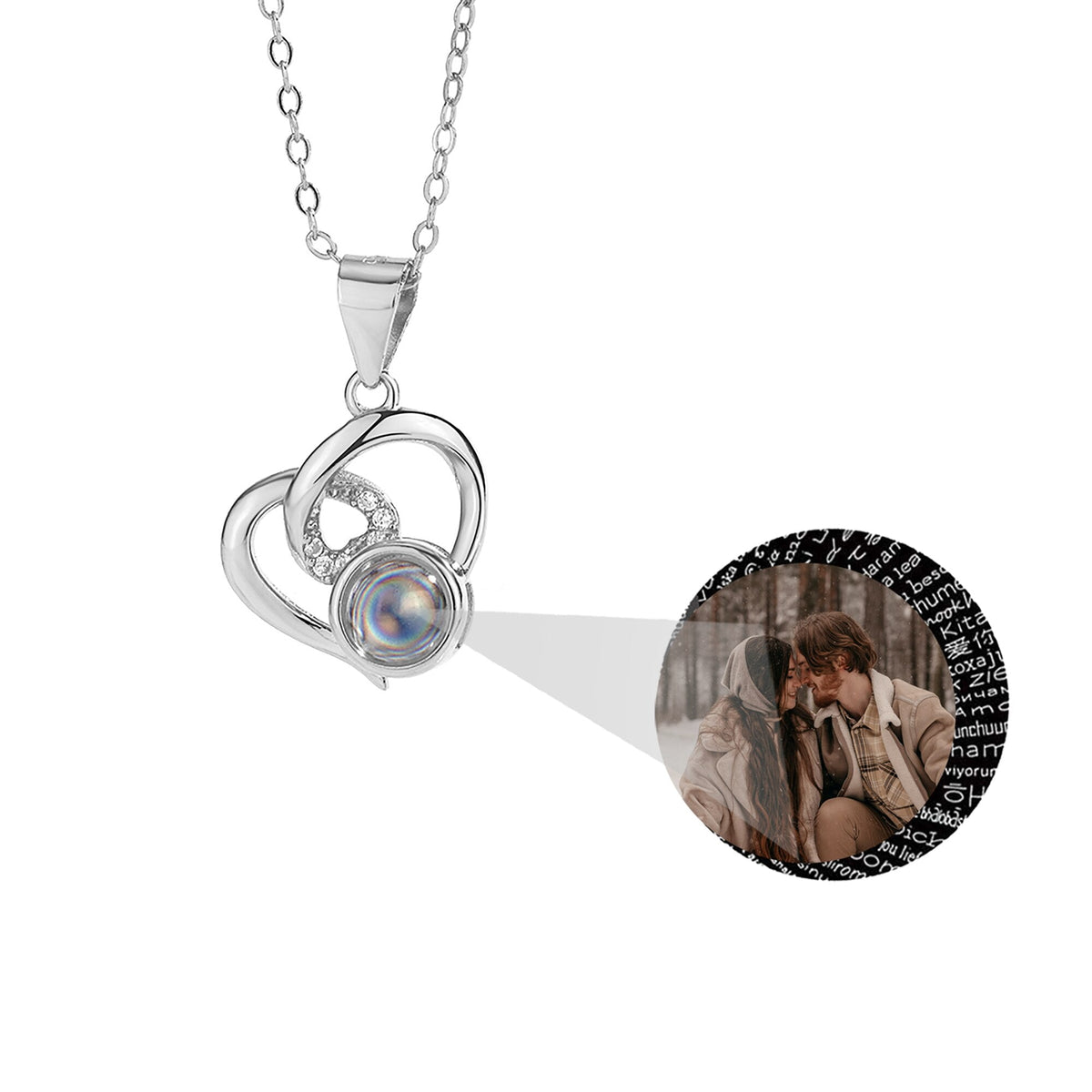 Customizable Photo Necklaces Silver Shiny Heart Chain Necklace Birthday Gifts - MERGE.DAY.1.FREESTYLE