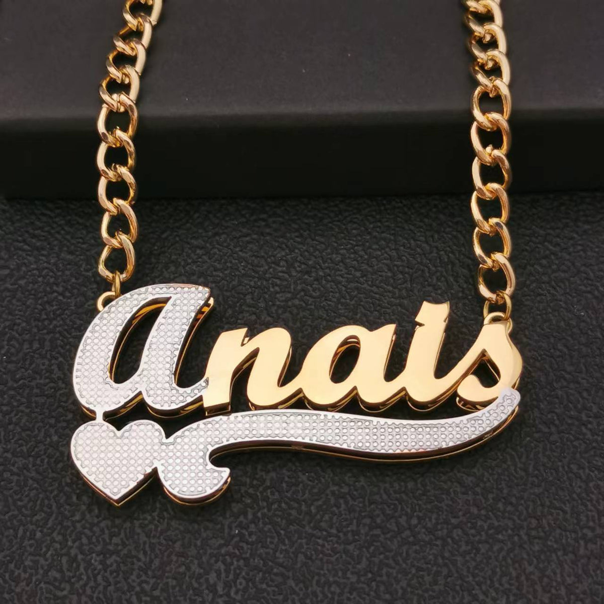 3D Double Plate Custom Nameplate Necklace Gold Plate Pendant Personalized Name Necklace - MERGE.DAY.1.FREESTYLE