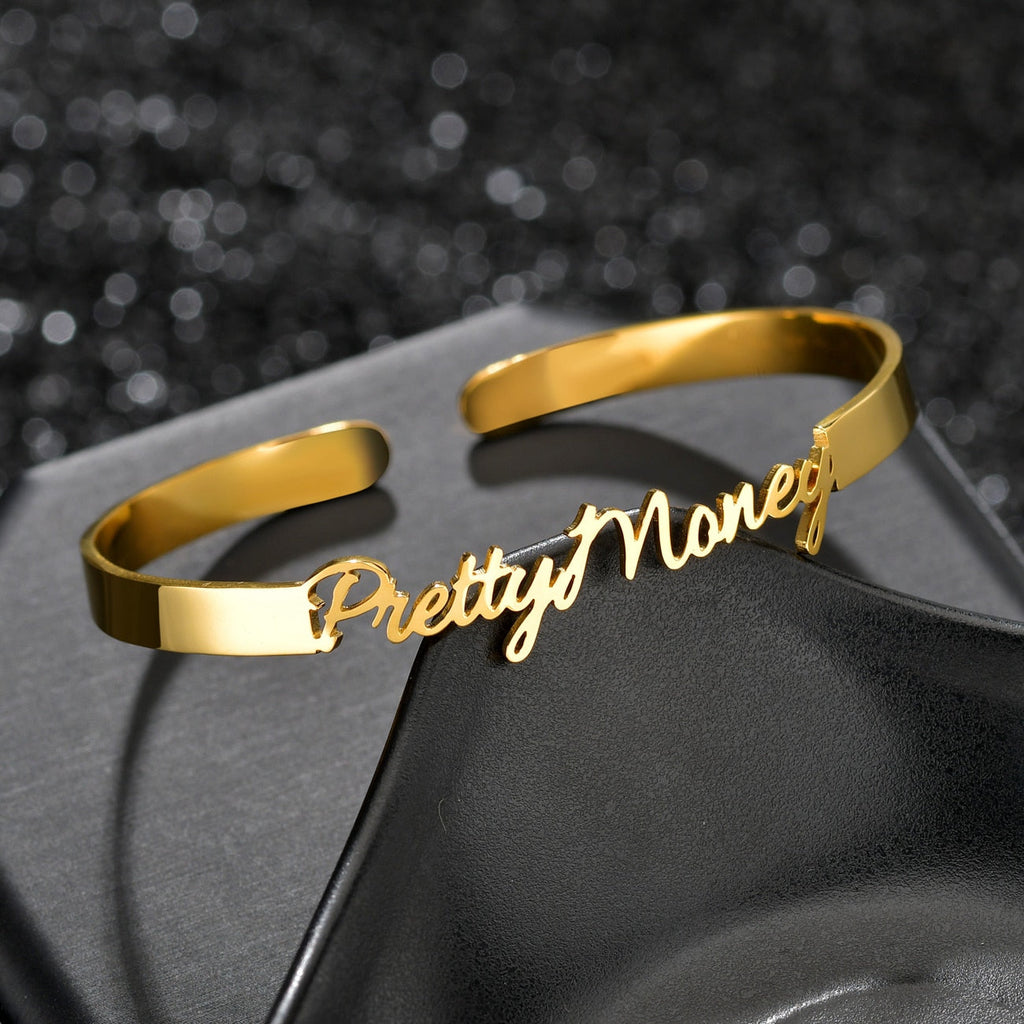 Customized Letter Name Bracelet Bangles for Women Men Chrismas Jewelry Gift - MERGE.DAY.1.FREESTYLE