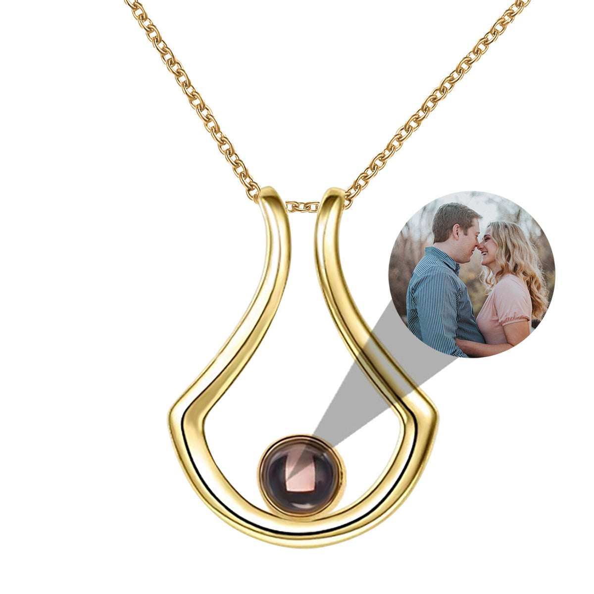 Custom Geometric Bracket Curved Projection Necklace Personalized Color Photo - MERGE.DAY.1.FREESTYLE