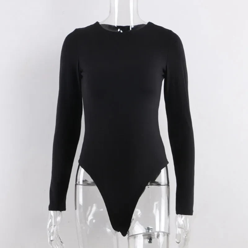 Sexy Y2k Women cotton Bodysuits Long Sleeve Bodysuit O Neck Body Top - MERGE.DAY.1.FREESTYLE