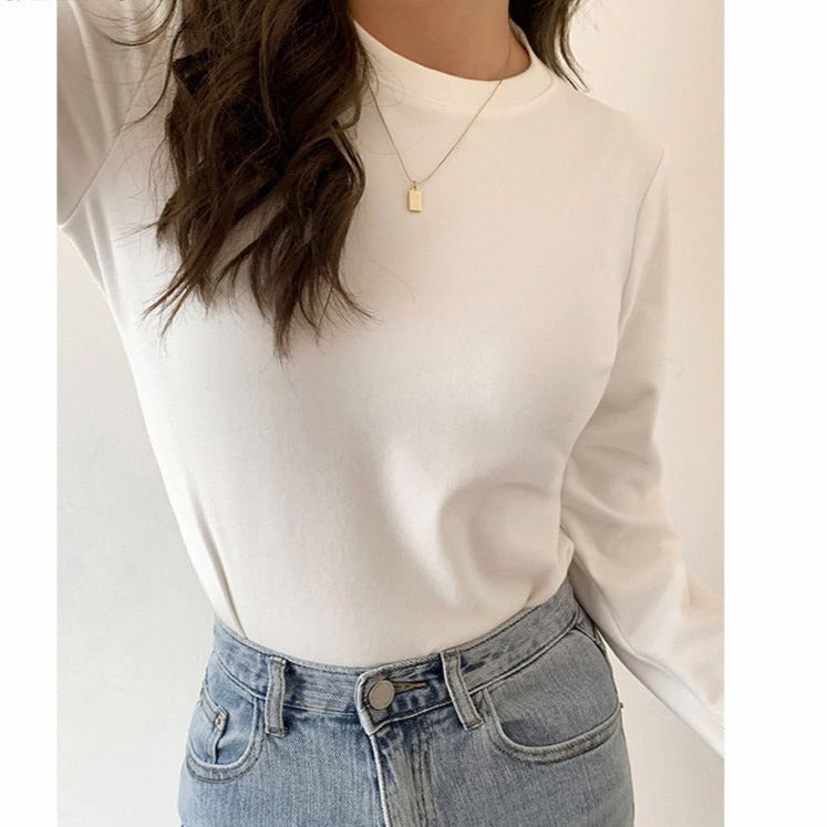 Slim Fit Autumn Winter Bottoming Pullovers Shirt Female Casual Basic Tops Goth - MERGE.DAY.1.FREESTYLE
