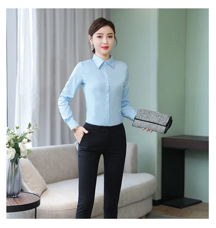 Polyester Cotton Shirts for Women Long Sleeve Blouse - MERGE.DAY.1.FREESTYLE