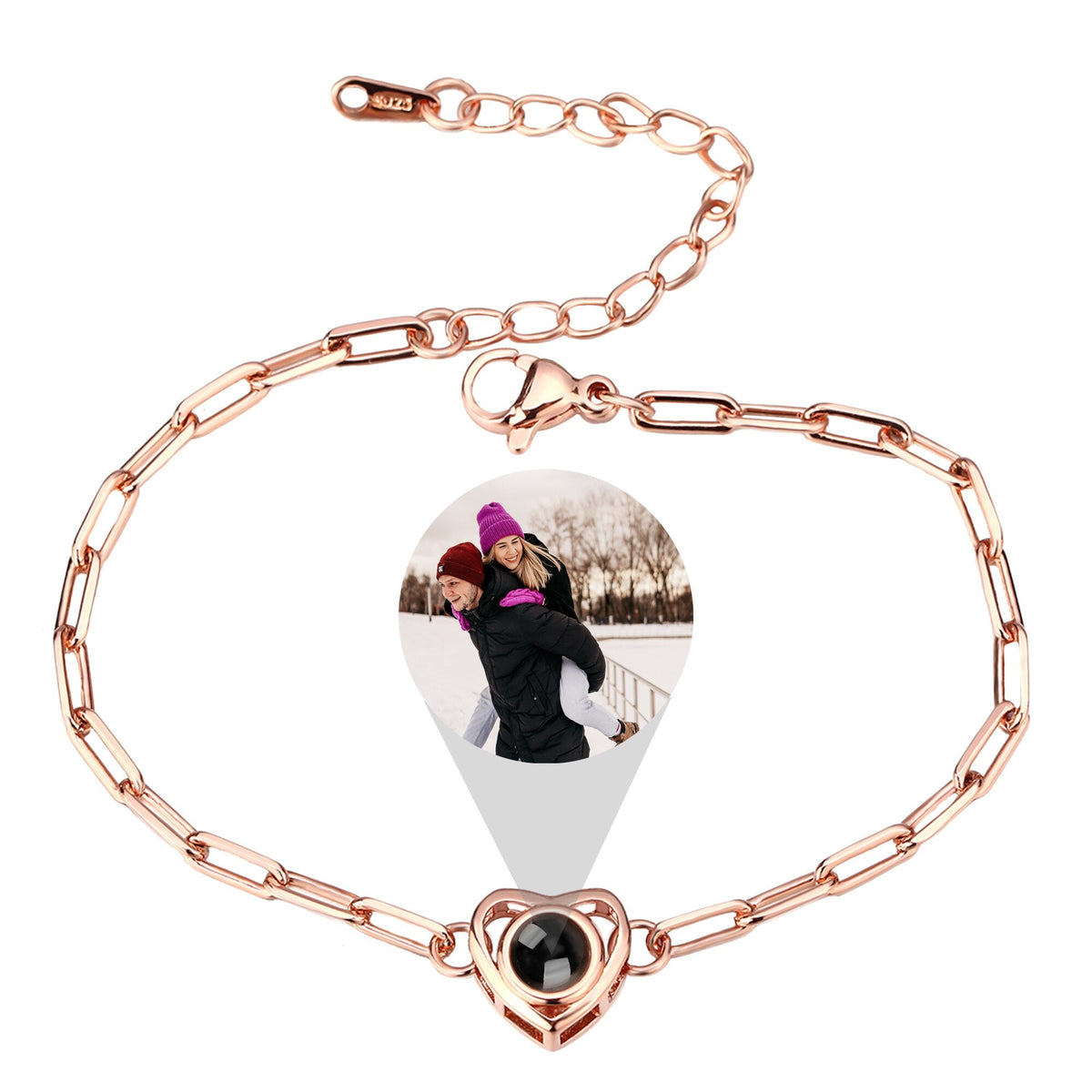 Customizable photo Projection Photo Bracelet-Heart Pendant Memorial Bracelet - MERGE.DAY.1.FREESTYLE