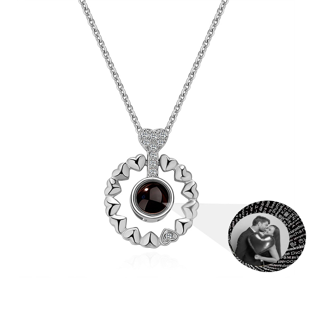 Love projection necklace with customizable photos Necklace Heart Pendant - MERGE.DAY.1.FREESTYLE