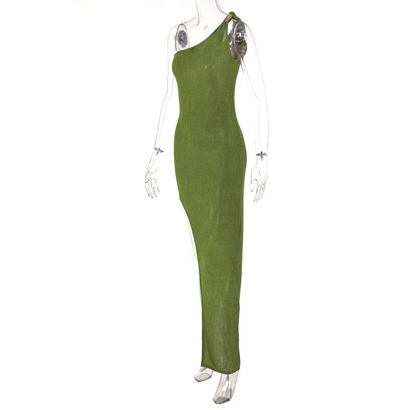 Bodycon One Shoulder Backless Sleeveless Maxi Slit Prom Dress - MERGE.DAY.1.FREESTYLE