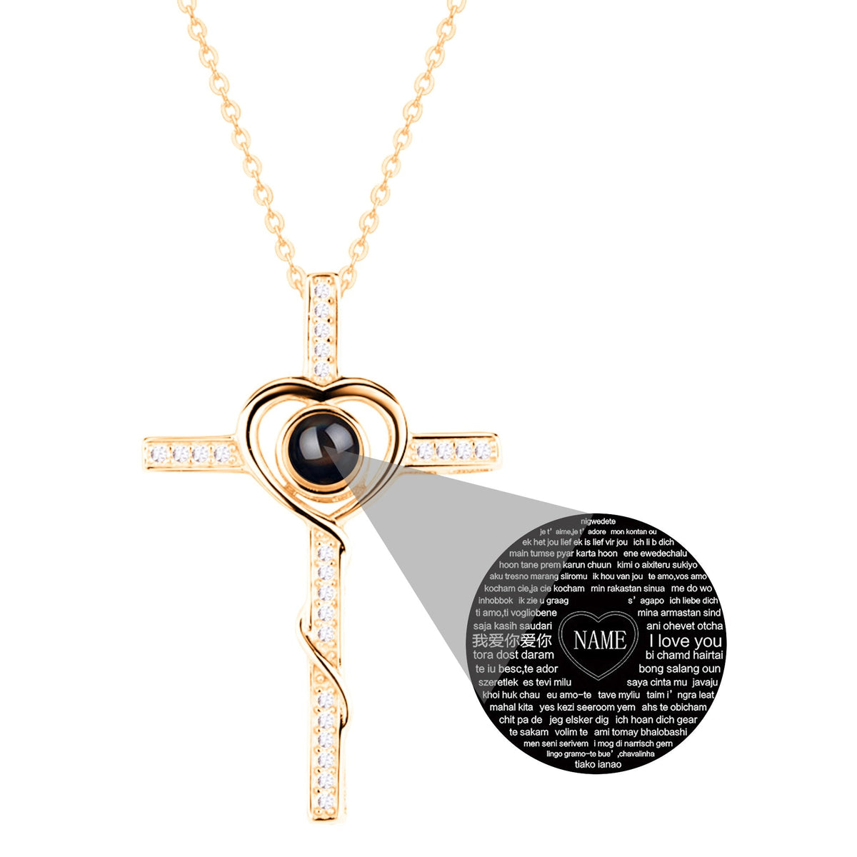 Personalized Name Custom Photo Cross Projection Necklace 925 Silver Necklace - MERGE.DAY.1.FREESTYLE