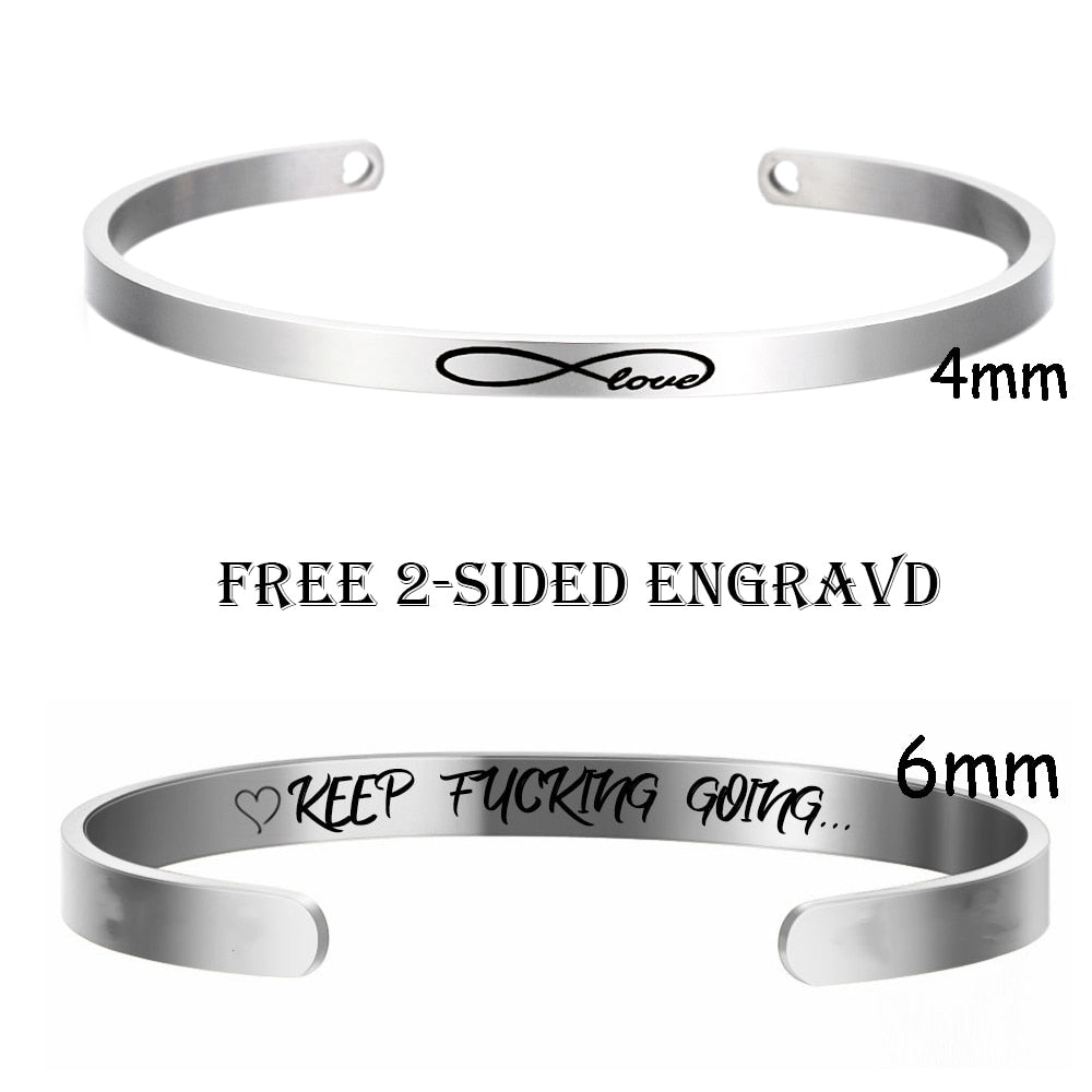 Custom Necklace Bar Engraved Name Text Bangle Cuff Jewelry - MERGE.DAY.1.FREESTYLE