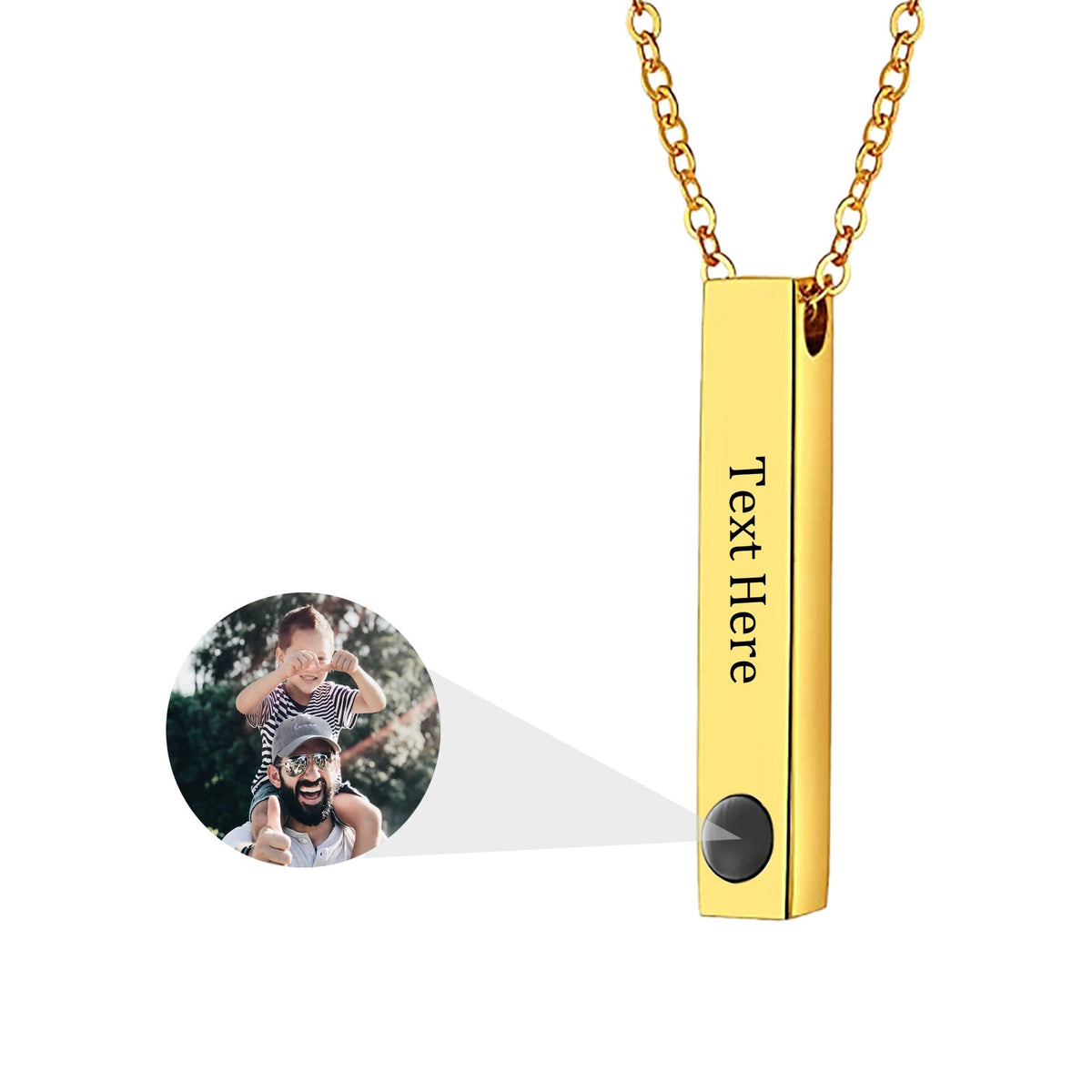 Personalized Photo Projection Stereo Bar Necklace Creative Rectangle Pendant - MERGE.DAY.1.FREESTYLE