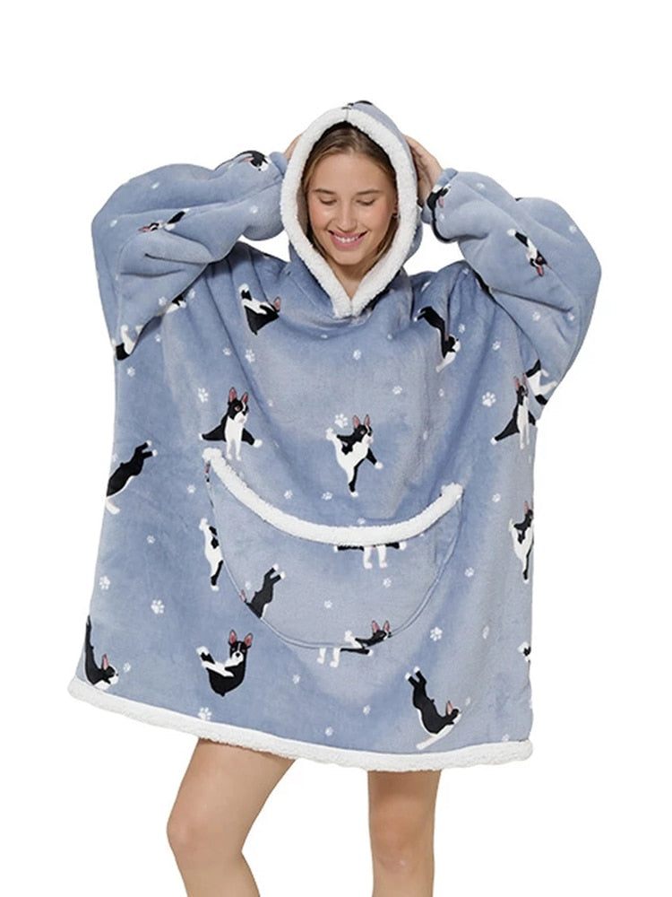 Printed Wearable Blanket Hoodie Fleece Warm Kids Sleepwear Hoody Sweatshirt - MERGE.DAY.1.FREESTYLE