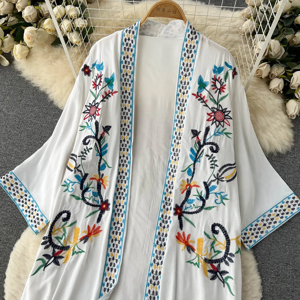 Retro Embroidery Sun Protection Shirt Chiffon Long Streetwear - MERGE.DAY.1.FREESTYLE