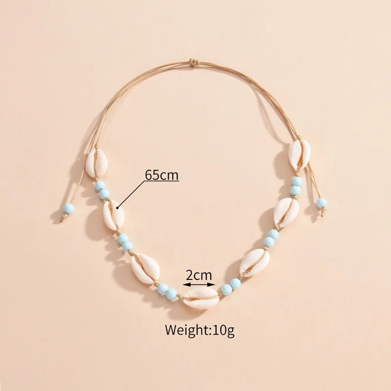 Shell beaded necklace braided chain choker - MERGE.DAY.1.FREESTYLE