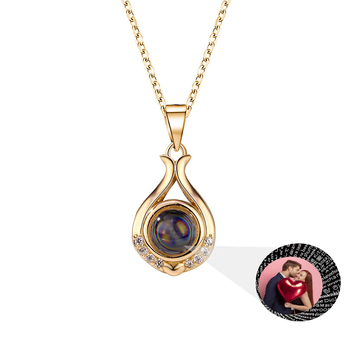 Valentine's Day Gift Photo Custom Simple flower Shaped Projection Necklace - MERGE.DAY.1.FREESTYLE
