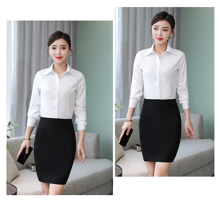 Polyester Cotton Shirts for Women Long Sleeve Blouse - MERGE.DAY.1.FREESTYLE