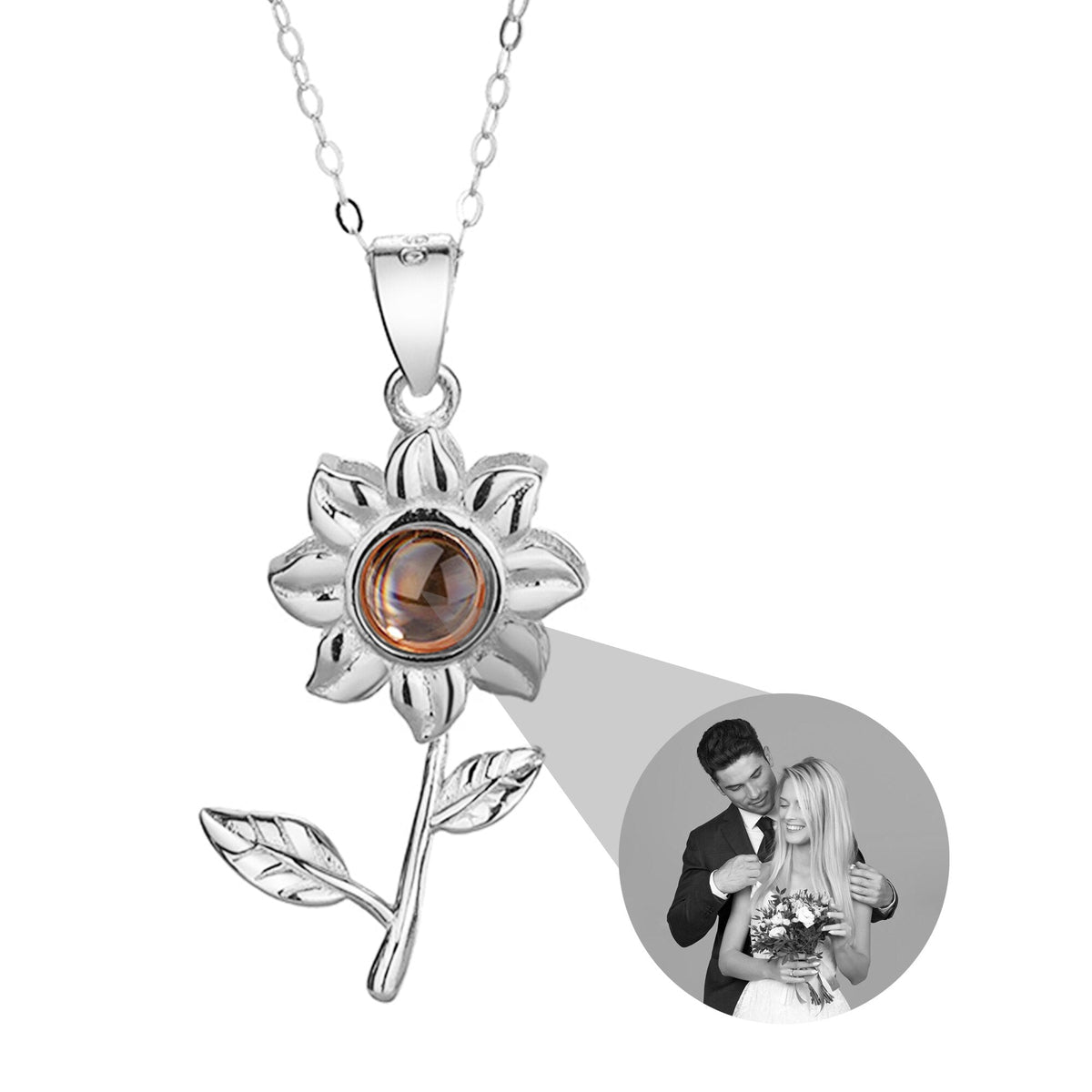 Custom SunFlower Projection Necklace Personalized Lover Keepsake Jewelry - MERGE.DAY.1.FREESTYLE