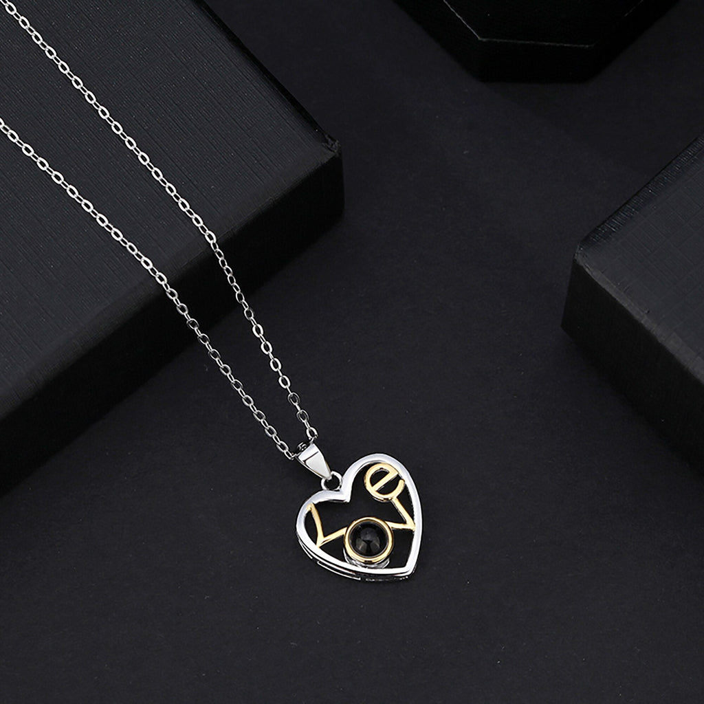 Customizable photo Necklace Round Heart Pendant Romantic Memory Projection Necklaces - MERGE.DAY.1.FREESTYLE