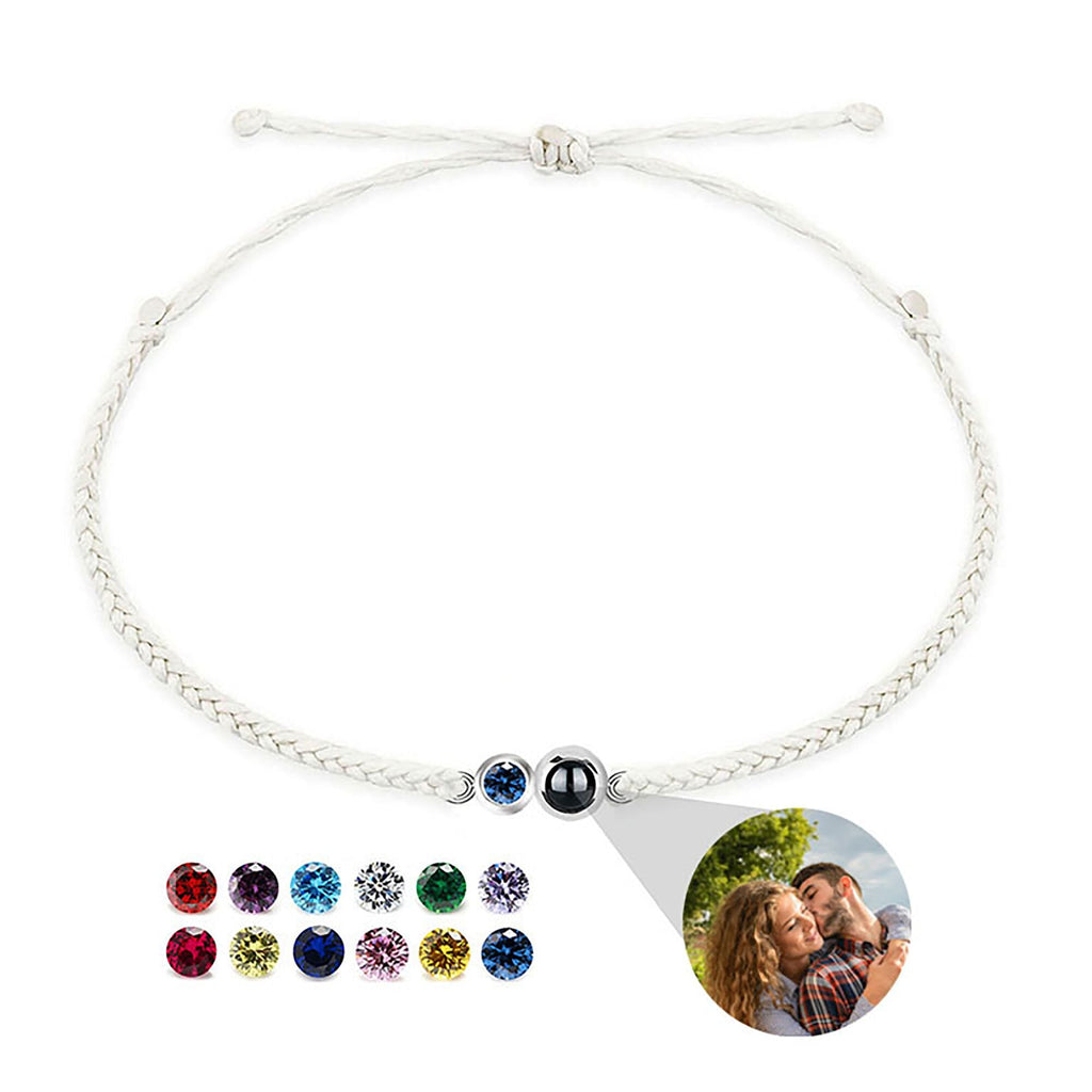 Customized birthstone Personalized Circle Photo Bracelet - MERGE.DAY.1.FREESTYLE