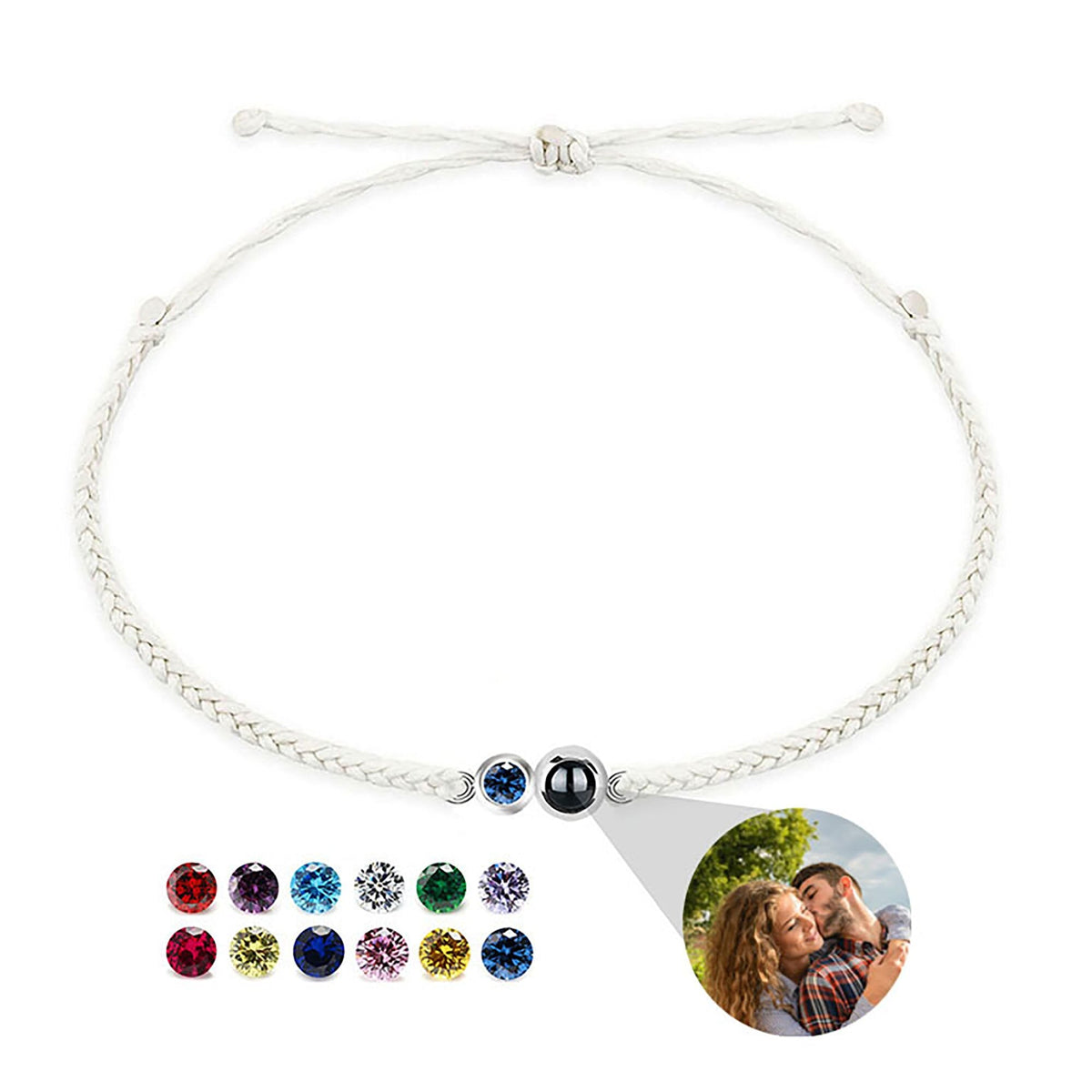 Customized birthstone Personalized Circle Photo Bracelet - MERGE.DAY.1.FREESTYLE