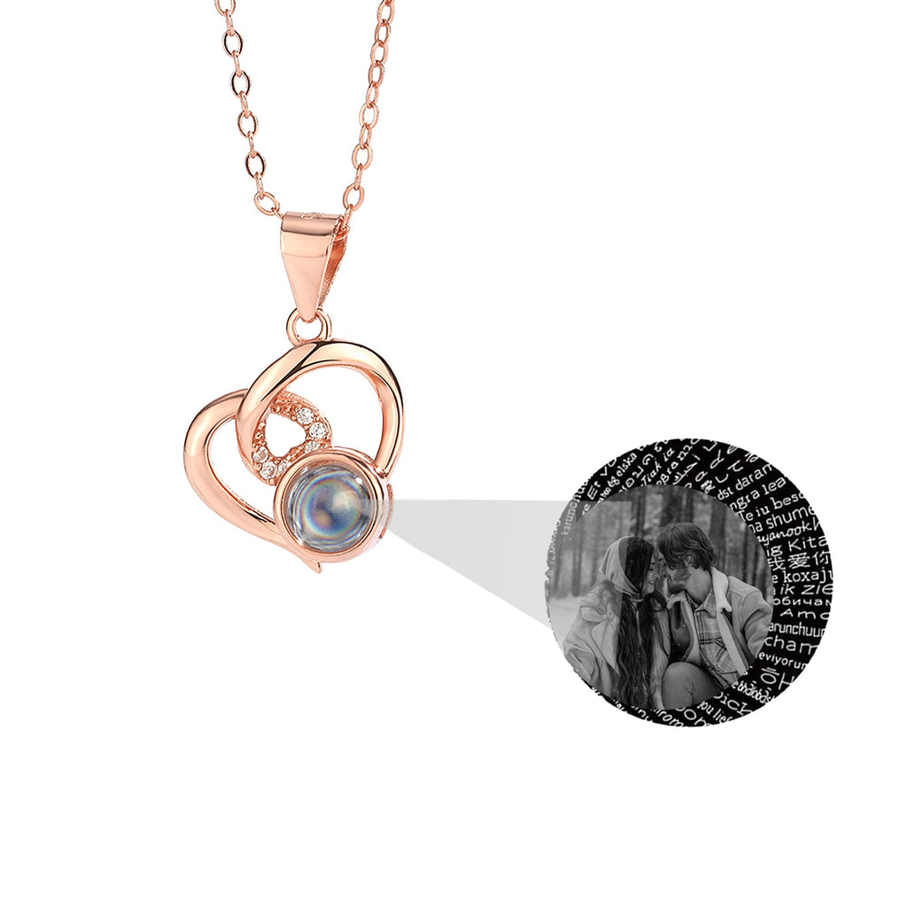 Customizable Photo Necklaces Silver Shiny Heart Chain Necklace Birthday Gifts - MERGE.DAY.1.FREESTYLE