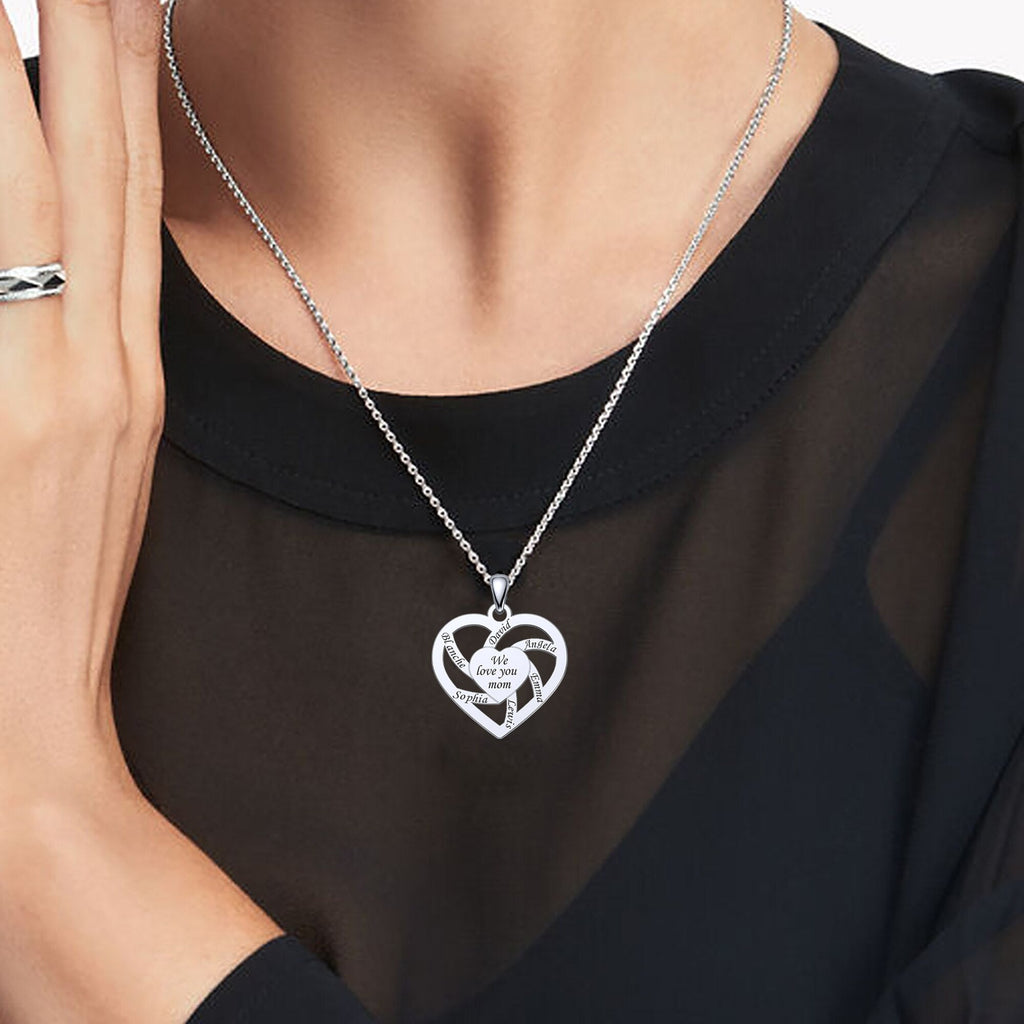 Personalized Mother Name Necklace With Text Custom Heart Pendant Necklace - MERGE.DAY.1.FREESTYLE