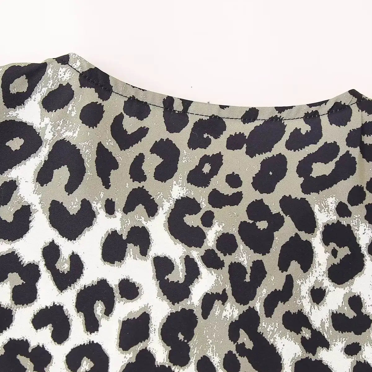 Leopard Blouse Puff Sleeve Crop Top Women's Summer Clothing - MERGE.DAY.1.FREESTYLE
