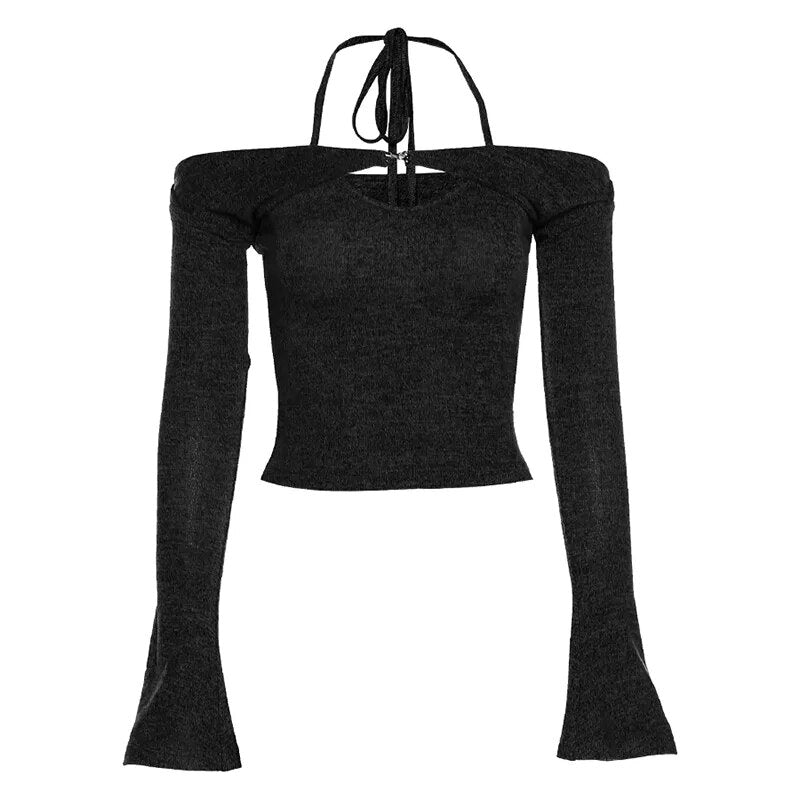 Halter Strapless T-shirt Women Sweet Sexy Off The Shoulder T-shirts Slim Two Piece Tops Woman - MERGE.DAY.1.FREESTYLE