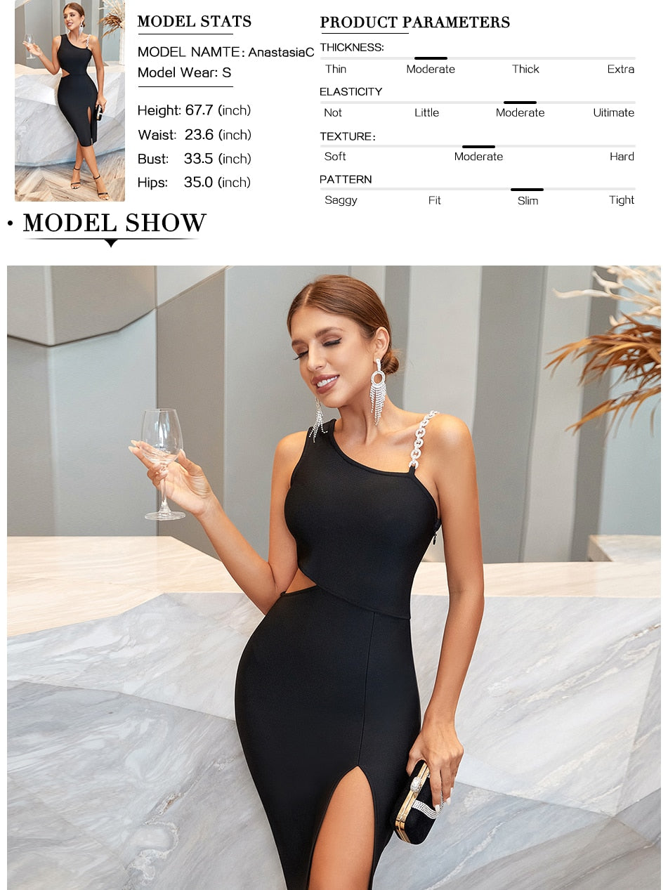 Summer Hollow Out Bandage Dress For Women Sexy Sleeveless Diamonds Evening - MERGE.DAY.1.FREESTYLE