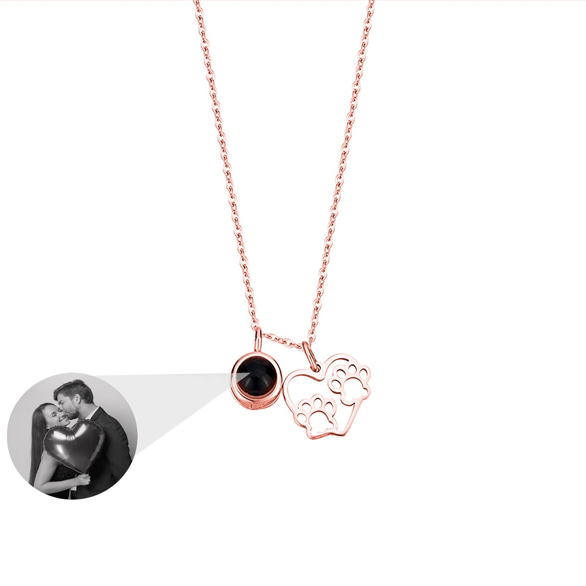 Photo Customizable Love Dog Paw Projection Necklace Pendant Jewelry - MERGE.DAY.1.FREESTYLE