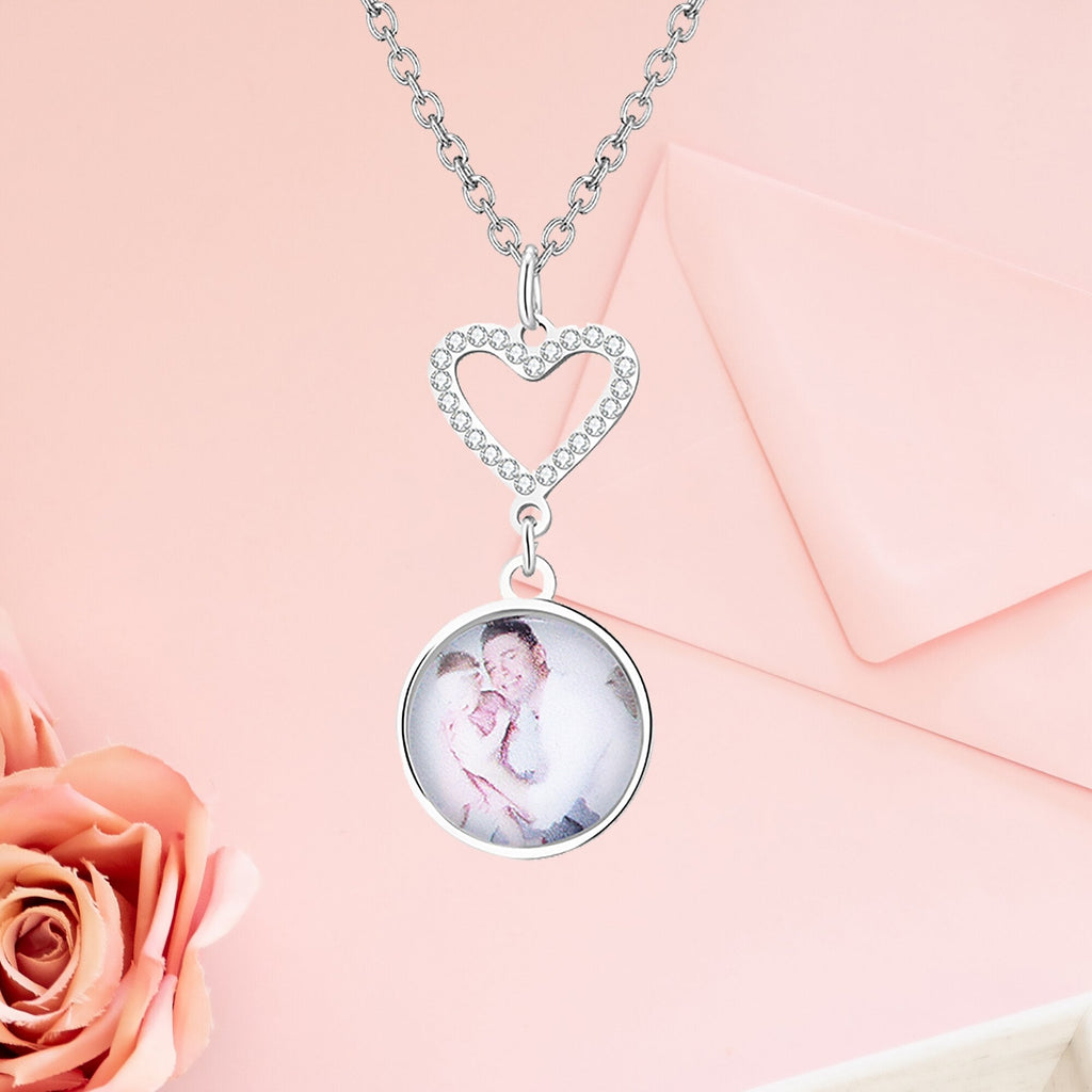 Customizable Photo Romantic Simple Small Heart-shaped Necklaces Exquisite Silver Color Clavicle Chain Women's Wedding Jewelry - MERGE.DAY.1.FREESTYLE