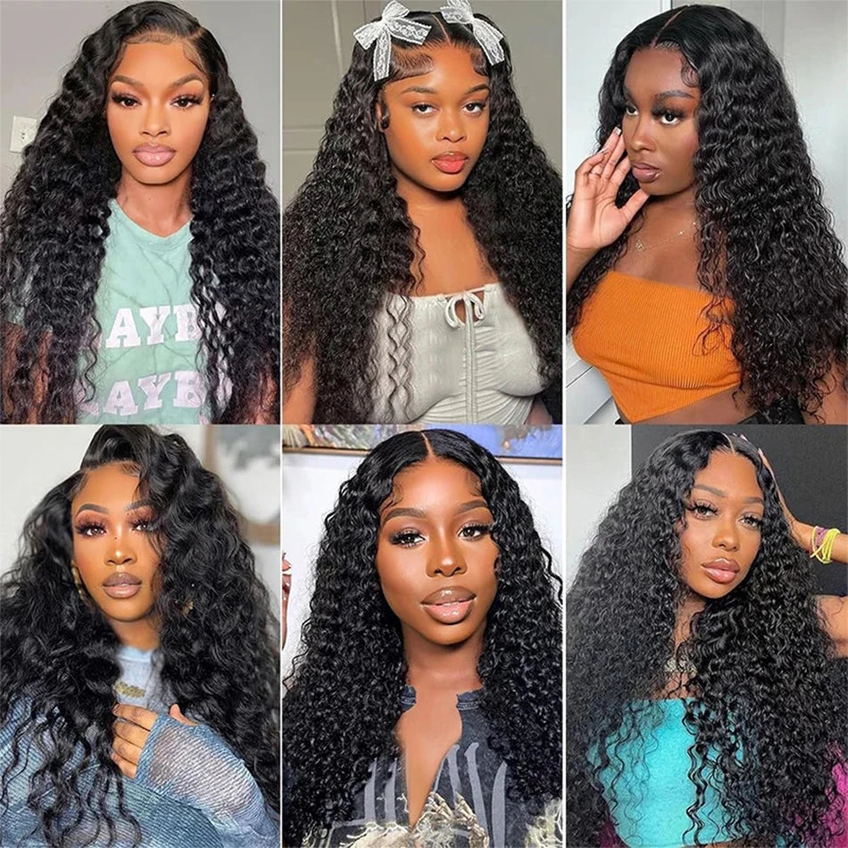 Malaysian Water Wave Wigs 13x6 HD Transparent Lace Front Human Hair Wigs Wear and Go Glueless Lace Frontal Wigs Deep Curly Wigs - MERGE.DAY.1.FREESTYLE