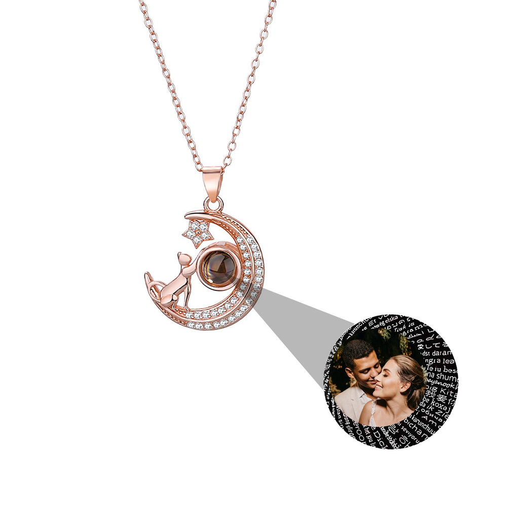 Customizable photo Cute moon necklace Projection Necklace - MERGE.DAY.1.FREESTYLE
