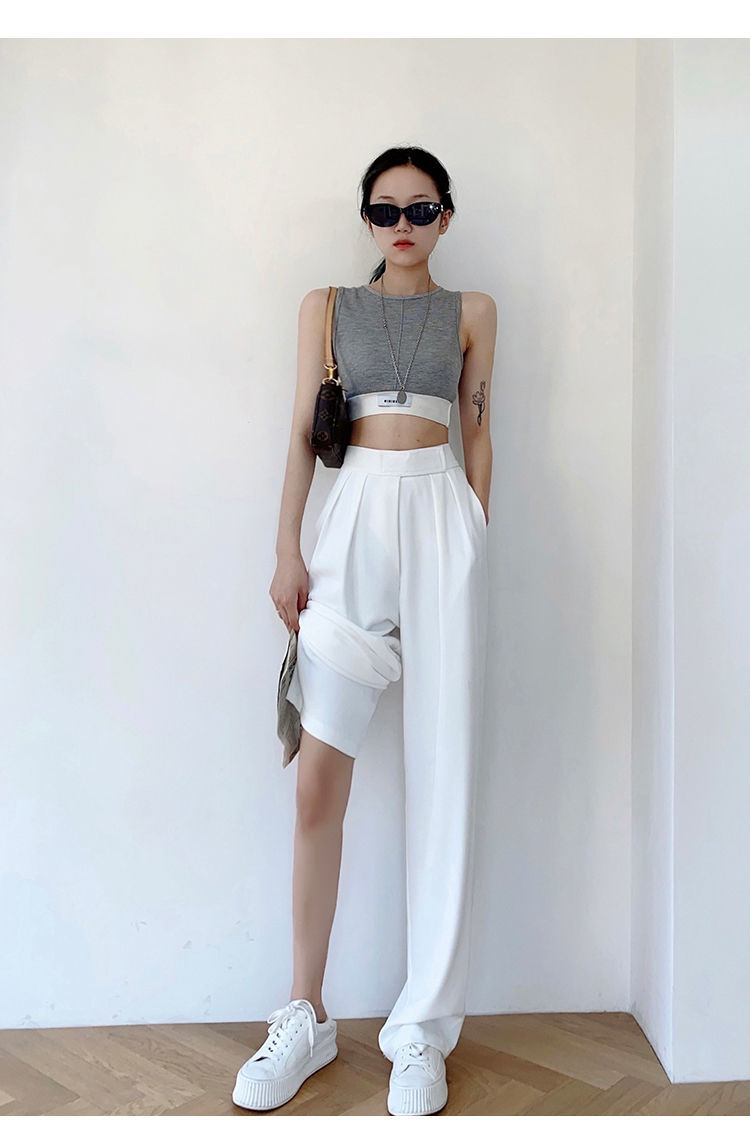 Casual Baggy Trousers Women Summer High-Waist Pants Loose Straight Mopping Pants - MERGE.DAY.1.FREESTYLE