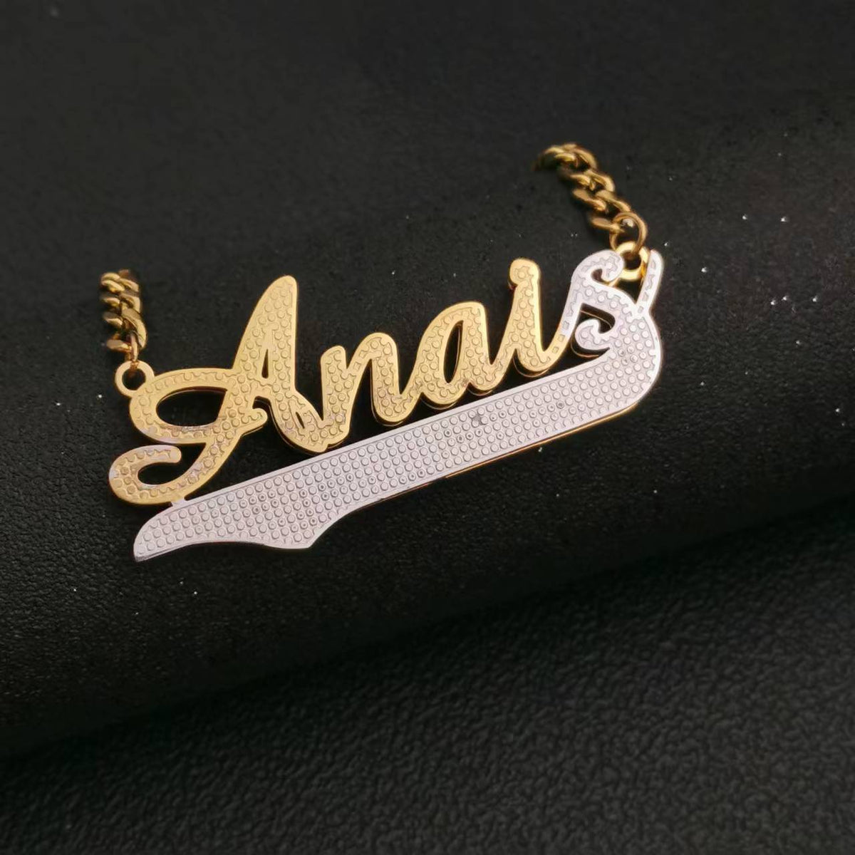 3D Double Plate Custom Nameplate Necklace Gold Plate Pendant Personalized Name Necklace - MERGE.DAY.1.FREESTYLE