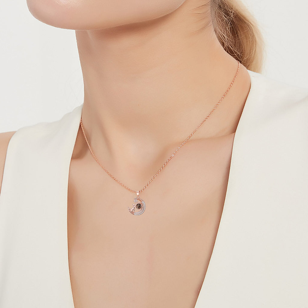 Customizable photo Cute moon necklace Projection Necklace - MERGE.DAY.1.FREESTYLE