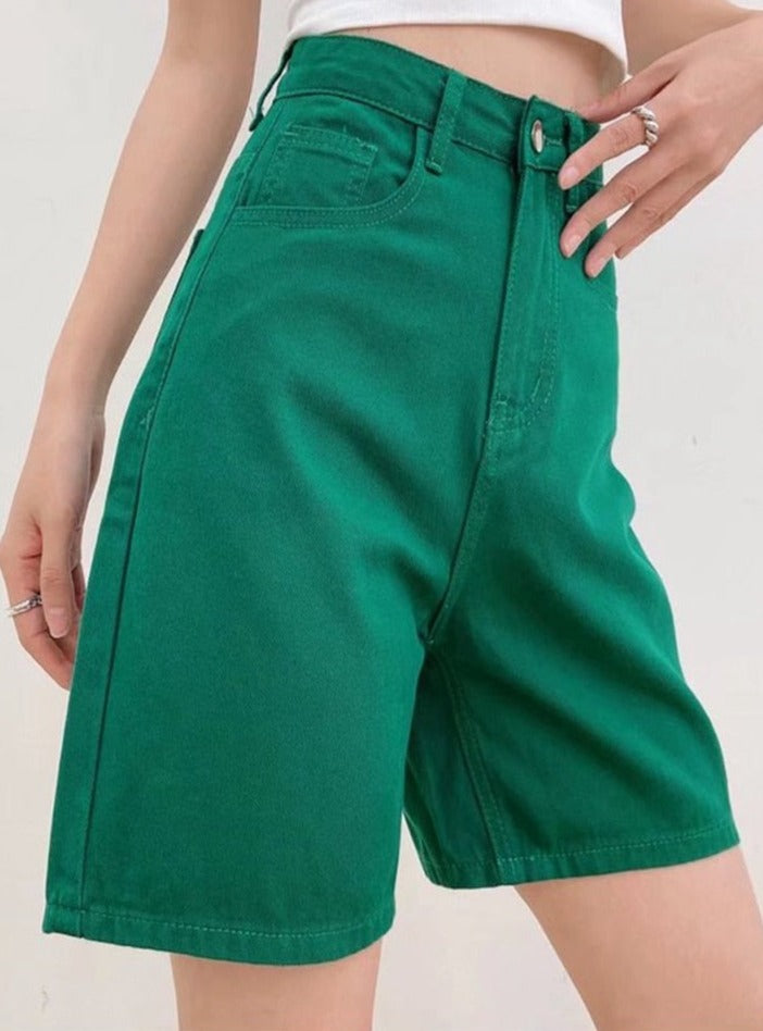 Jeans Shorts Summer High Waist Pockets Female Wide Leg Denim Shorts - MERGE.DAY.1.FREESTYLE