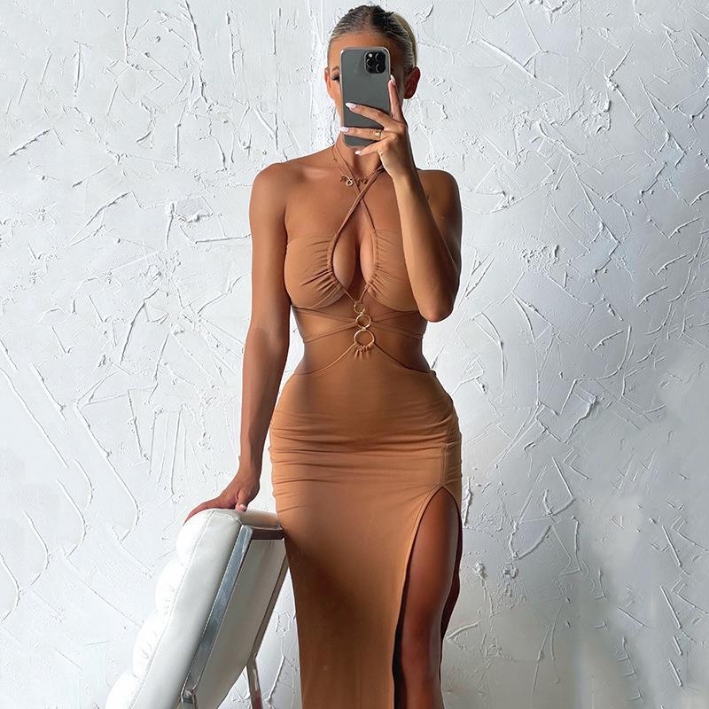 Summer Dress For Women Sexy Cutout Lace-up High Slit Maxi Long Dresses - MERGE.DAY.1.FREESTYLE