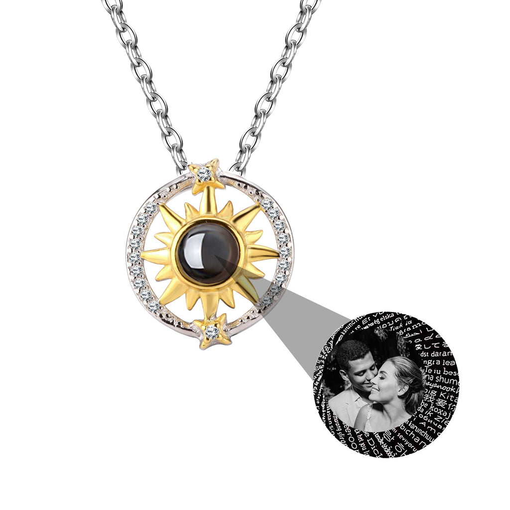 Customizable photo sunflower Projection Necklace Pendant Jewelry - MERGE.DAY.1.FREESTYLE