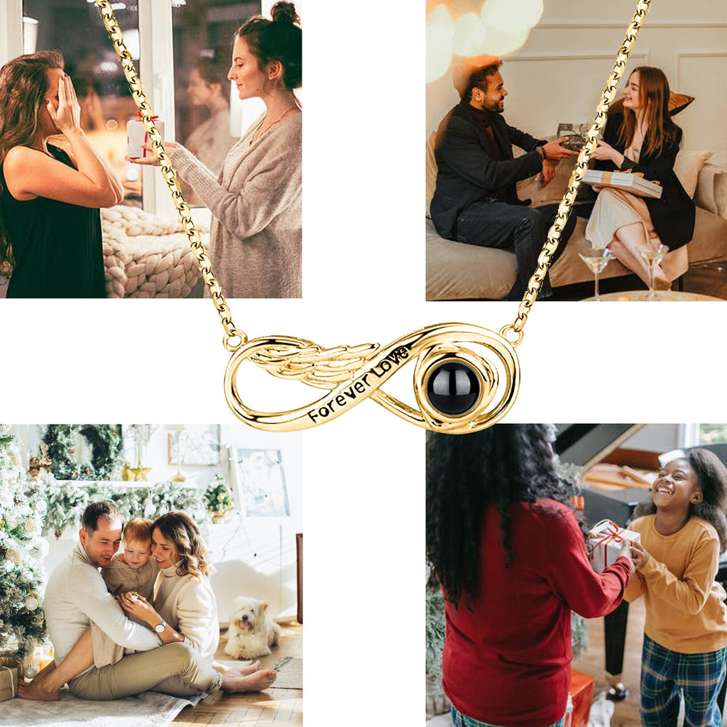 Angel wings with customizable photos Projection Necklace Pendant Jewelry - MERGE.DAY.1.FREESTYLE