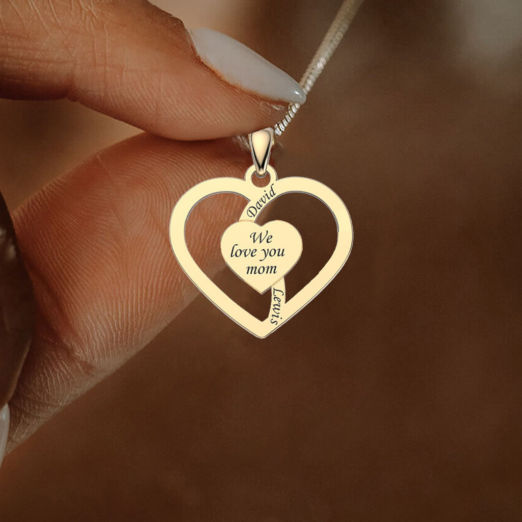 Personalized Mother Name Necklace With Text Custom Heart Pendant Necklace - MERGE.DAY.1.FREESTYLE