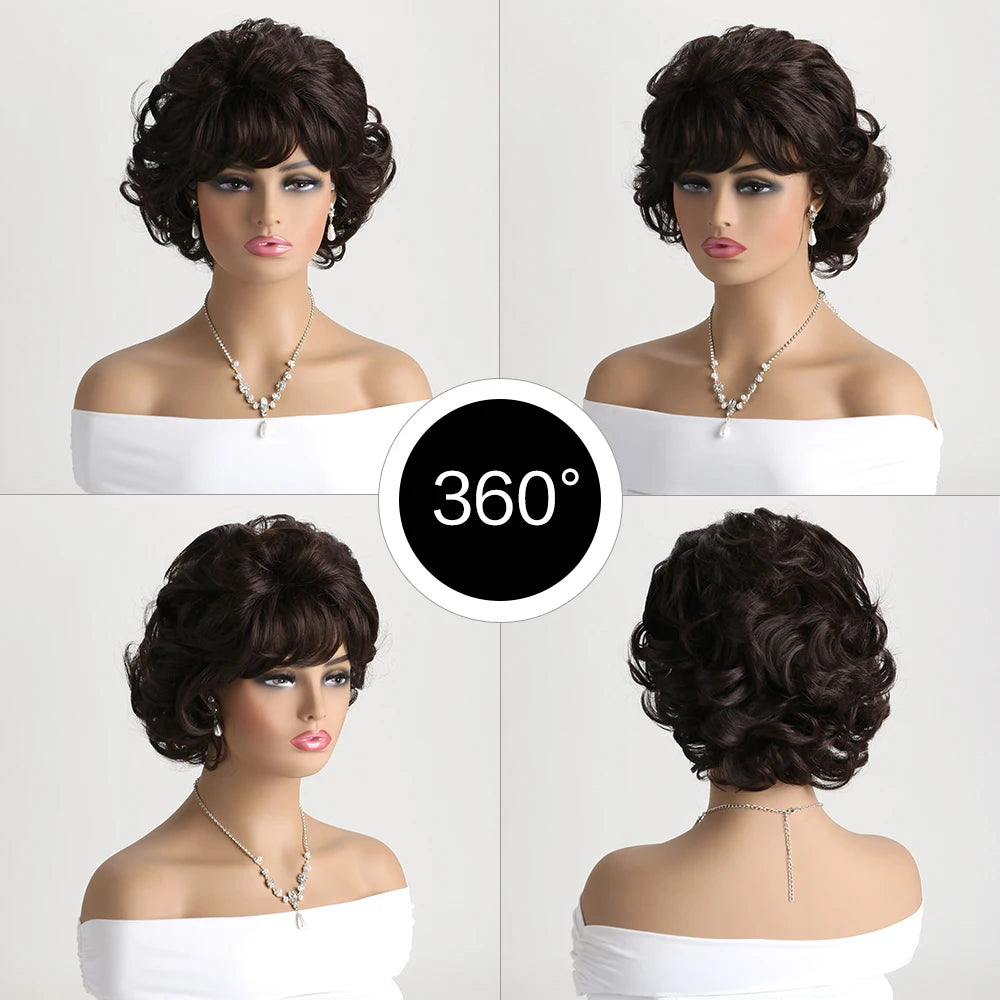Natural Synthetic Short Curly Black Wigs For Women 10 Inch Wig Daily Party Heat Resistant Hair - MERGE.DAY.1.FREESTYLE