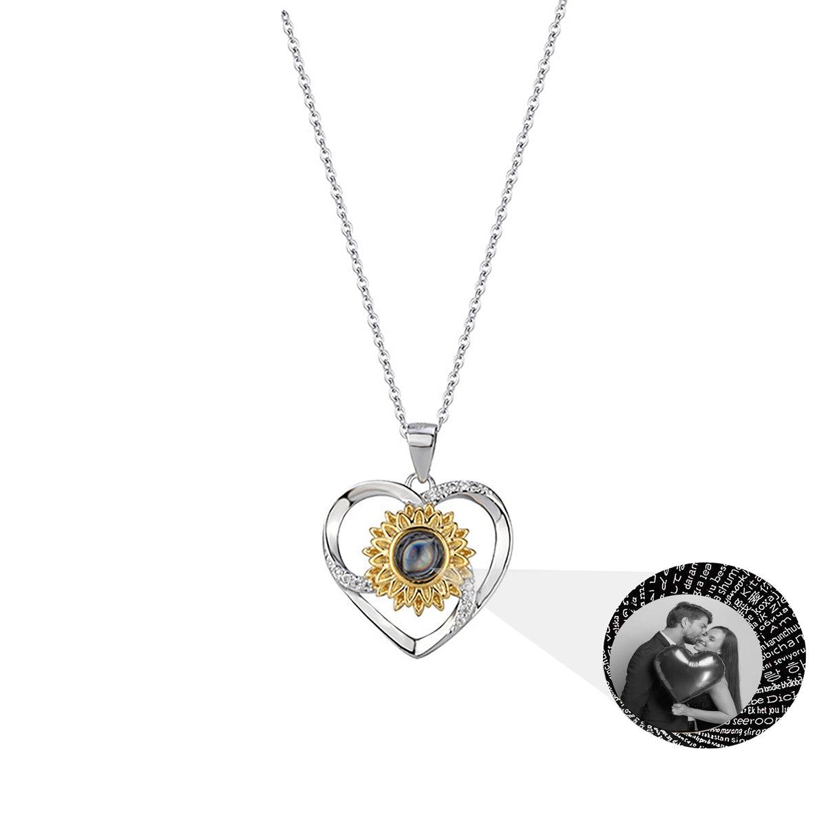 Love sunflower with customized photos Photo Projection Necklace Key Chain Jewelry - MERGE.DAY.1.FREESTYLE