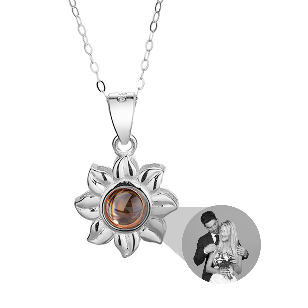 Custom SunFlower Projection Necklace Personalized Lover Keepsake Jewelry - MERGE.DAY.1.FREESTYLE