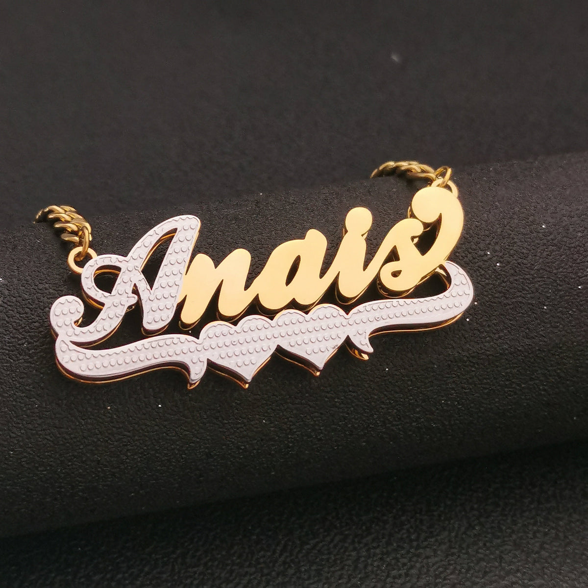 3D Double Plate Custom Nameplate Necklace Gold Plate Pendant Personalized Name Necklace - MERGE.DAY.1.FREESTYLE