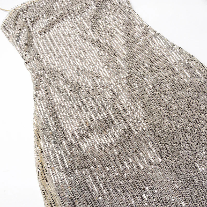Sleeveless Glitter Sequined Evening Party Club Maxi Dress - MERGE.DAY.1.FREESTYLE