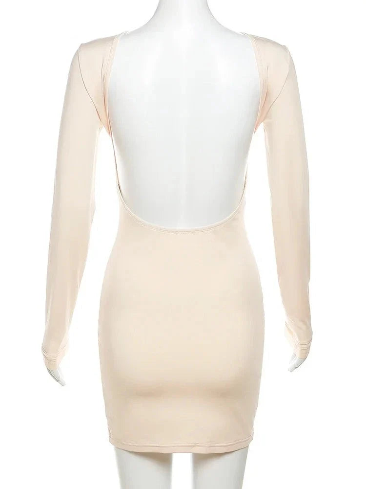 Backless Full Sleeve O-neck Basic Fit Bodycon - MERGE.DAY.1.FREESTYLE
