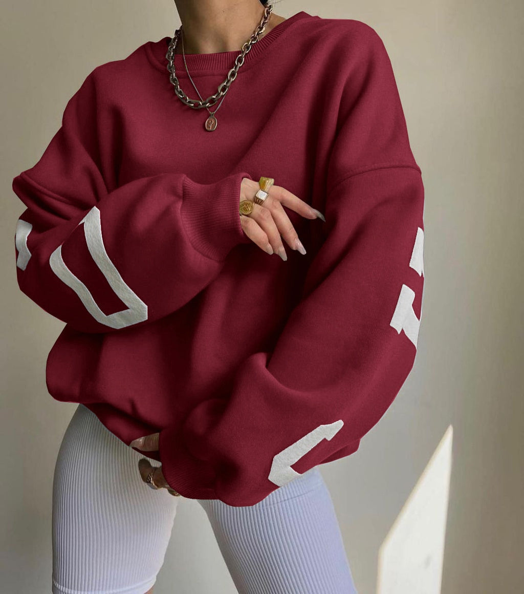 Casual Letters Print Sweatshirt Women Long Sleeve Loose Hoodies Y2k Streetwear - MERGE.DAY.1.FREESTYLE