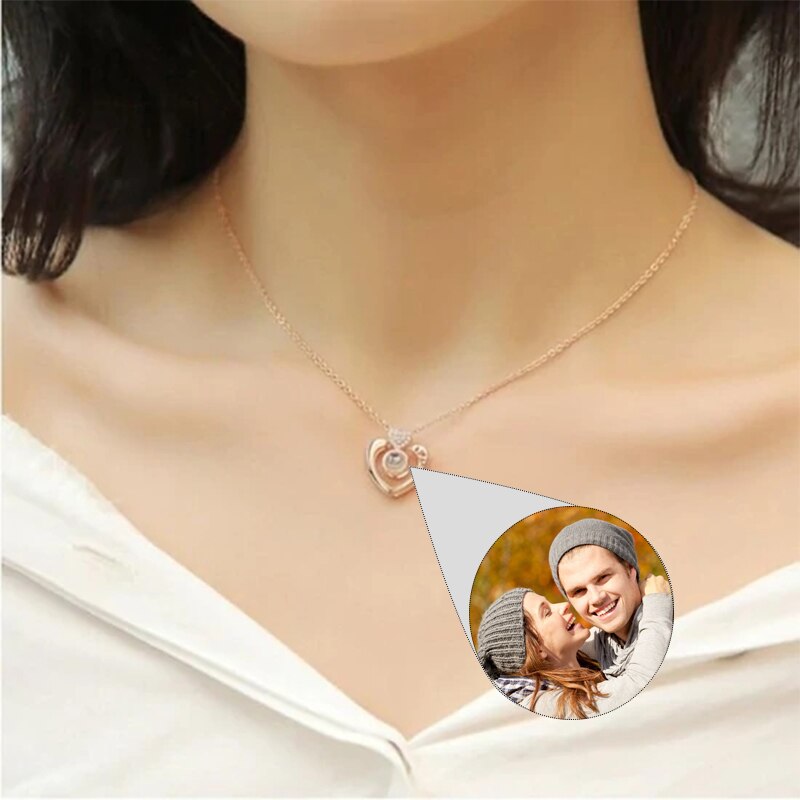 Custom Projection Photo Necklace With Heart Custom Mom Photo Necklace - MERGE.DAY.1.FREESTYLE