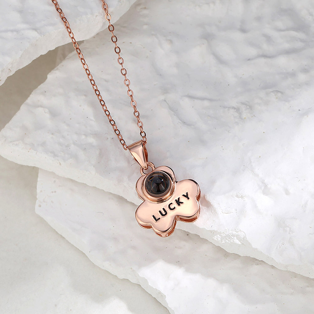 Customizable Photo Bear Projection Necklace Silver Shiny Necklace - MERGE.DAY.1.FREESTYLE