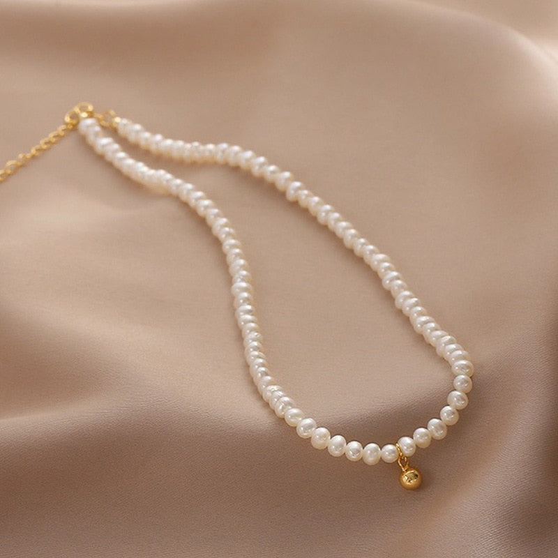 Beads Women's Neck Chain Kpop Pearl Choker Necklace Gold Color Jewelry On The Neck Pendant - MERGE.DAY.1.FREESTYLE