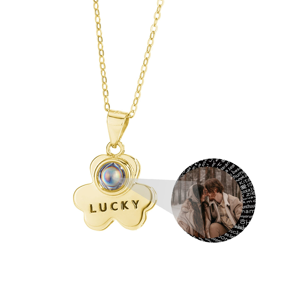 Customizable Photo Bear Projection Necklace Silver Shiny Necklace - MERGE.DAY.1.FREESTYLE